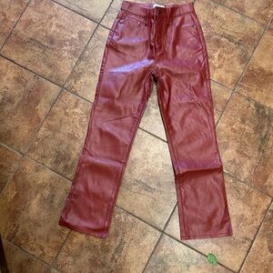 Pistols Faux Leather Pants Red Size 24